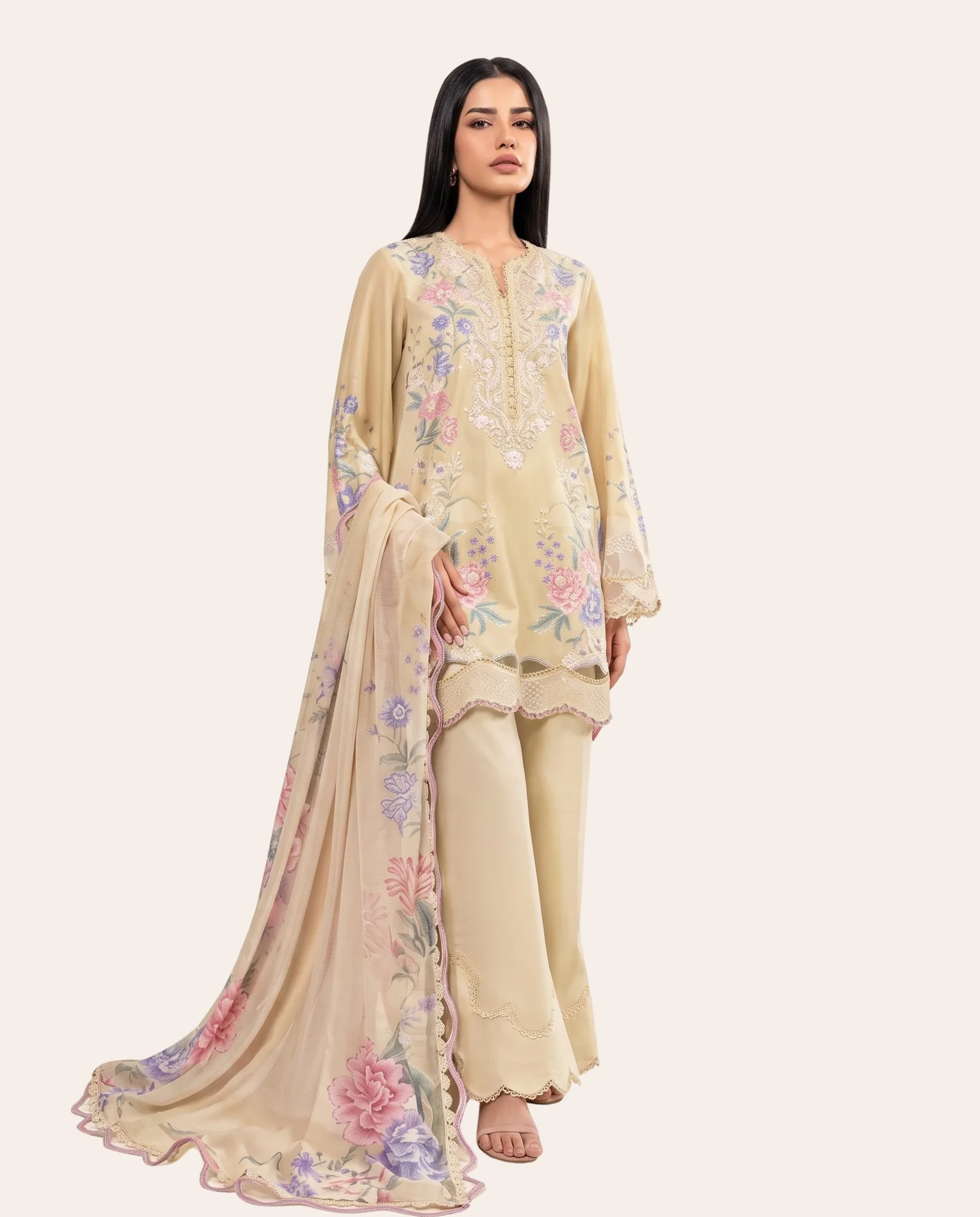 3pc Printed Unstitched - Style 2