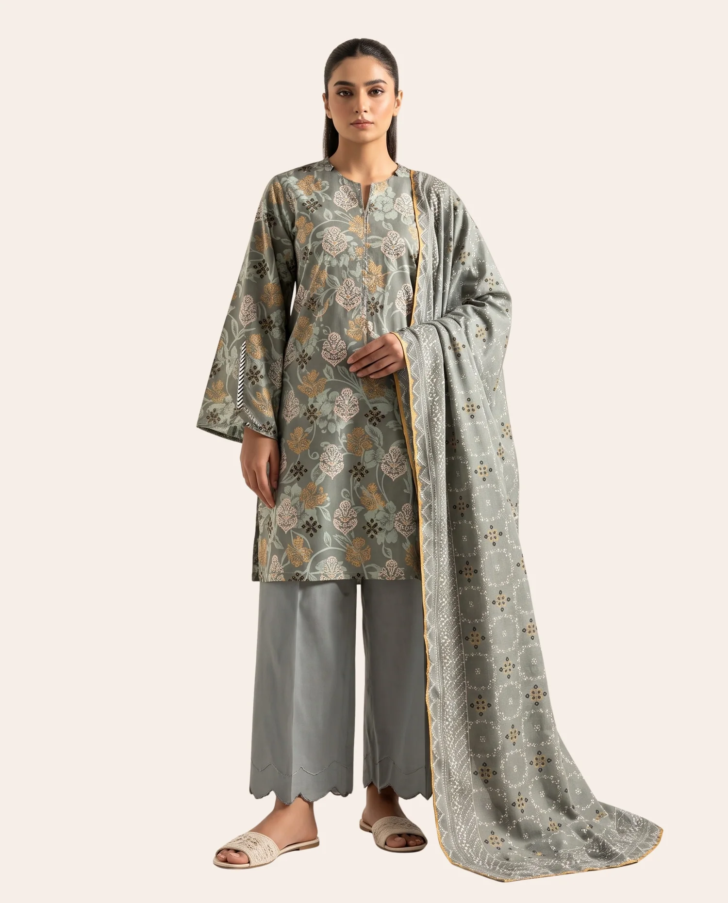 3pc Printed Unstitched - Style 3
